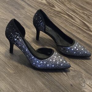 Ashro Black and Silver Sparkle Heels